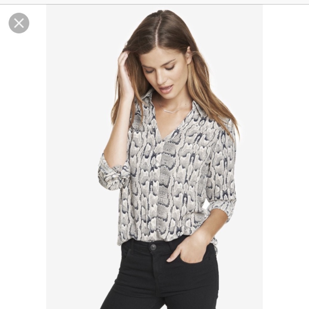 New Express Snakeskin Portofino Shirt- XS
